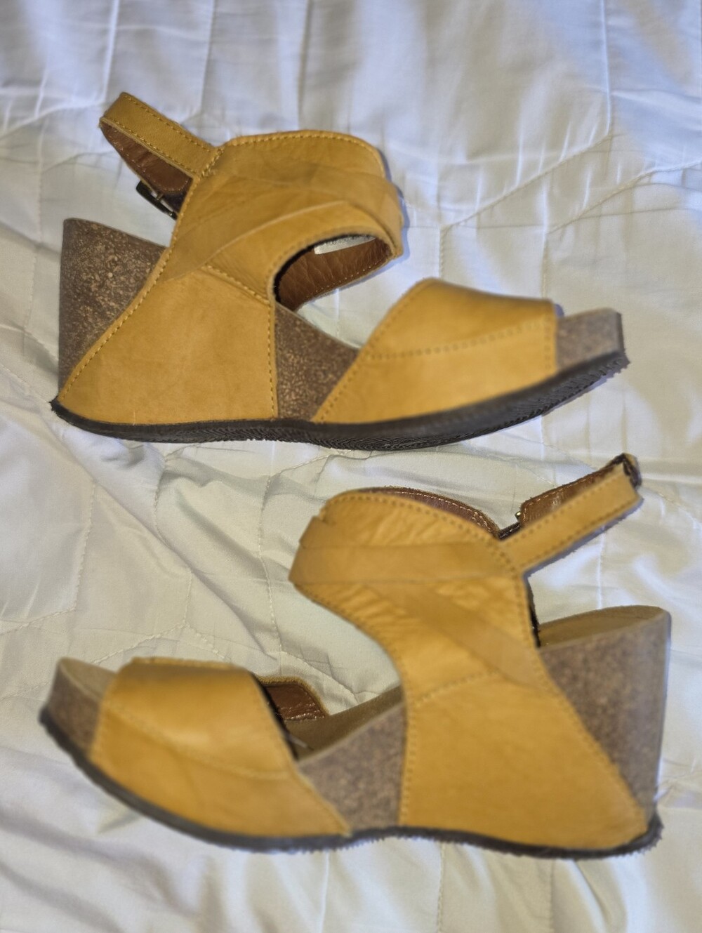 Sergio Tomani Leather Wedge Sandals Size 7 - Picture 3 of 8